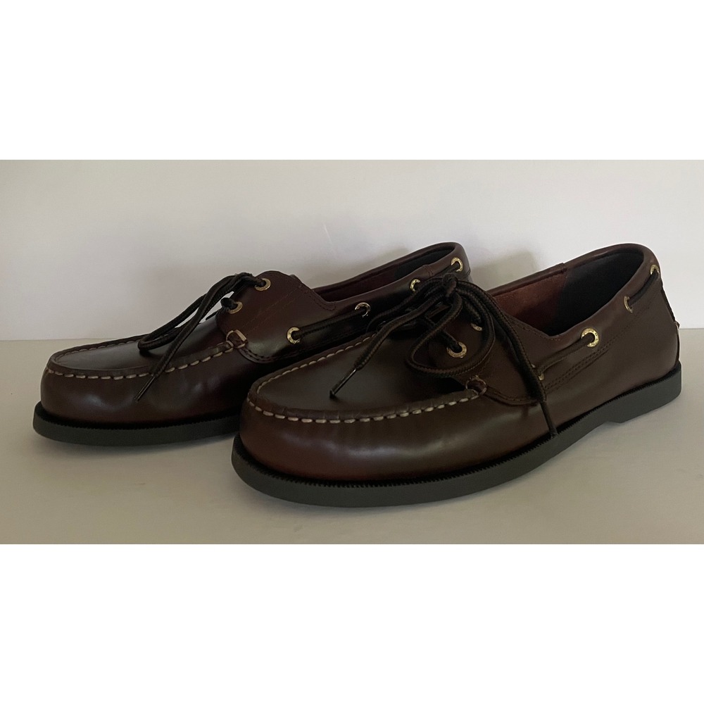 Dockers Mens Vargas Brown Leather Lace Up Boat Shoes Nautical‎ Loafers 8.5M NEW